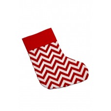 Yılbaşı, Yeniyıl, Christmas Çorabı, Kapı Süsü, Ağaç Süsü Zigzag Desenli, Kırmızı, Beyaz Kumaş